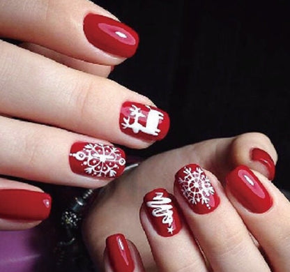 Red and White Christmas - Holiday Nail Wrap - Nail Strip - Dry Nail Polish