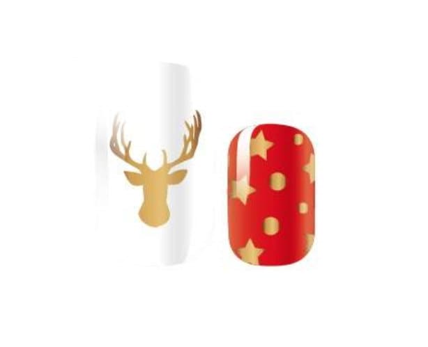 Red and White and Gold Christmas - Holiday Nail Wrap - Nail Strip - Dry Nail Polish