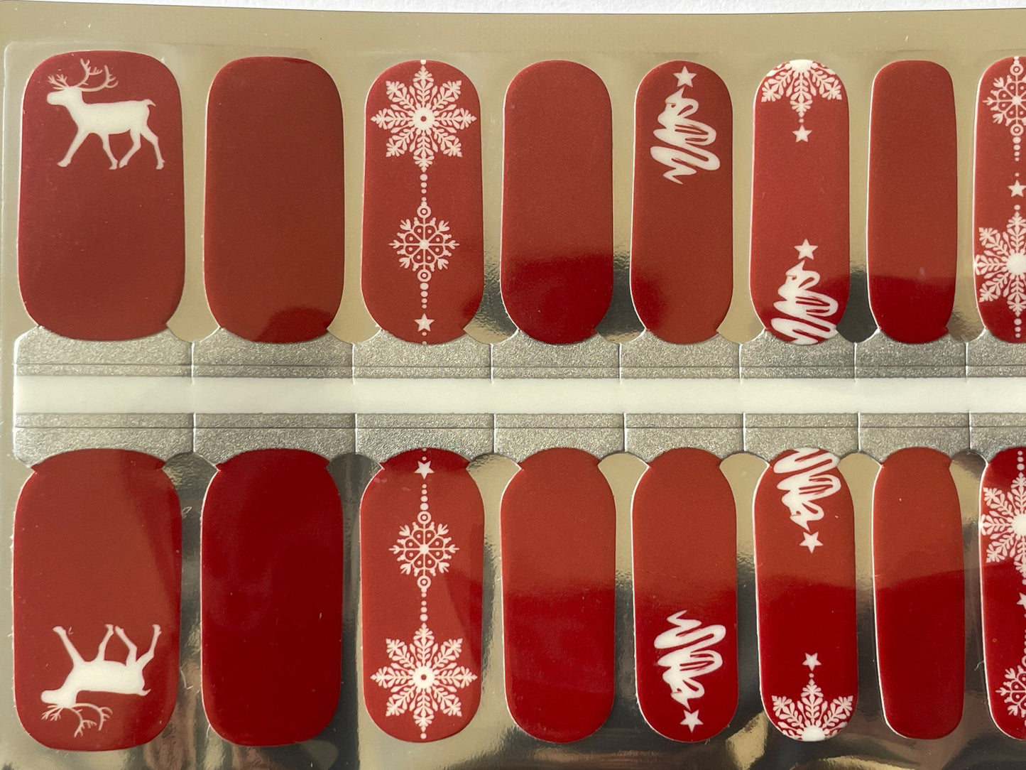 Red and White Christmas - Holiday Nail Wrap - Nail Strip - Dry Nail Polish