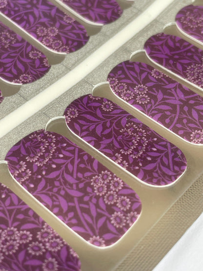 Nail Wraps - Purple on Purple Floral - Nail Stickers - Nail Polish Wraps - Nail Decals