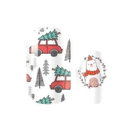 Let's Go Get The Tree! - Polar Bear and Christmas Nail Stickers - Holiday Nail Wrap - Nail Strip - Dry Nail Polish