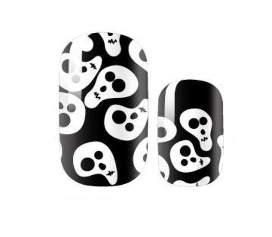 Glow in the dark Nail Wraps - Nail Stickers - Back and White Skulls - Dry Nail Polish - Long Wear Nail Wraps - Nail Decals