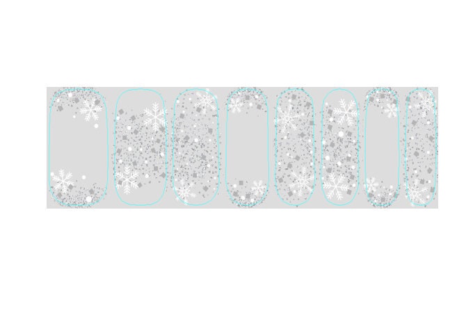 Transparent Nail Wraps - Nail Stickers - White Glitter Snowflake - Winter - Long Wear Nail Wraps - Nail Polish Wraps - Nail Decals