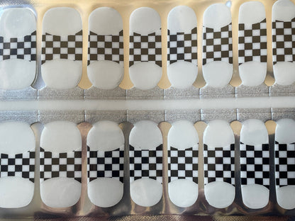 Transparent - Checkered French Manicure - Dry Nail Polish - Long Wear Nail Wraps