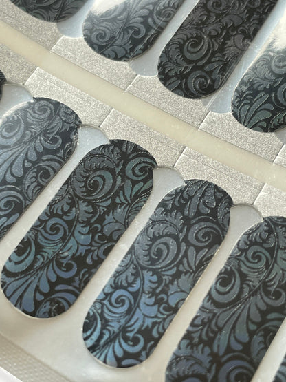 Victorian Velvet - Black and Iridescent Nail Wraps - Nail Stickers - Dry Nail Polish - Long Wear Nail Wraps