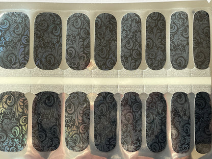 Victorian Velvet - Black and Iridescent Nail Wraps - Nail Stickers - Dry Nail Polish - Long Wear Nail Wraps