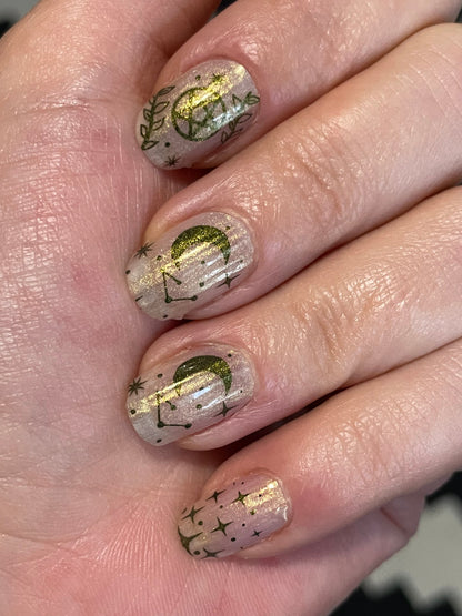 Transparent with gold shimmer - Season of the Witch - Nail Wrap - Dry Nail Polish - Nail Stickers