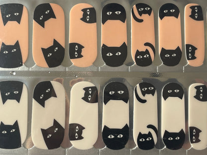 Color changing - Peeking Black Cats Nail Wraps - Nail Strips - Nail Decals - Nail Stickers - Dry Nail Polish - Long Wear Nail Wraps