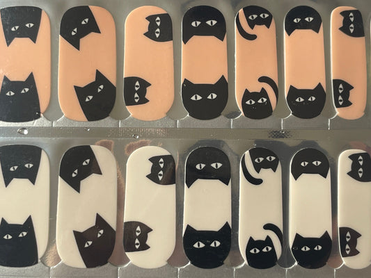 Color changing - Peeking Black Cats Nail Wraps - Nail Strips - Nail Decals - Nail Stickers - Dry Nail Polish - Long Wear Nail Wraps