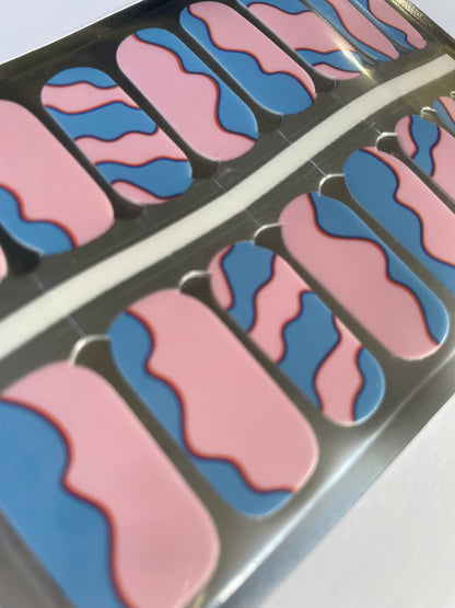 Nail Wraps - Nail Stickers - Nail Polish - Nail Decals - blue and pink - swirl - cotton candy