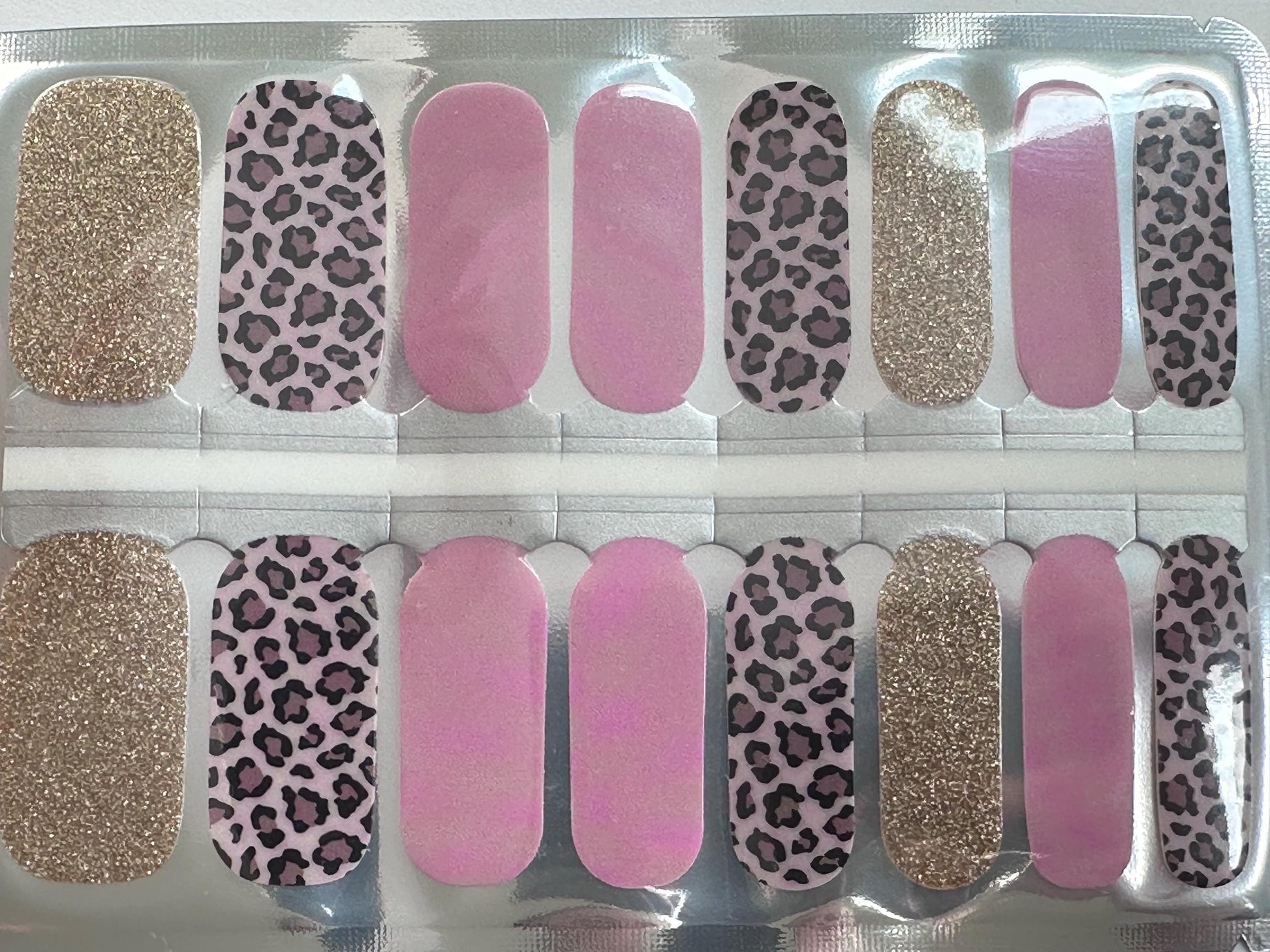 Nail Wraps - Nail Stickers - Leopard Print - Cheetah Print - Pink Glitter - Nail Decals - Nail Polish Wraps