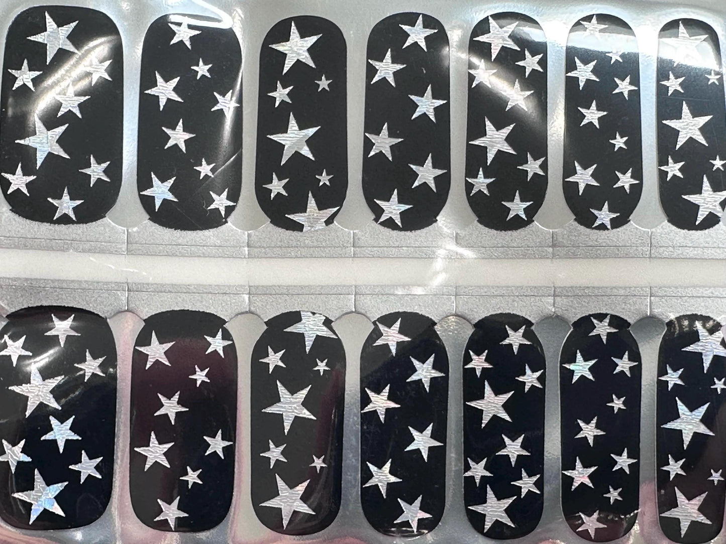 Black nail wraps with silver stars - Nail Stickers - Nail Polish - Nail Decals - Galaxy - Space - Stars