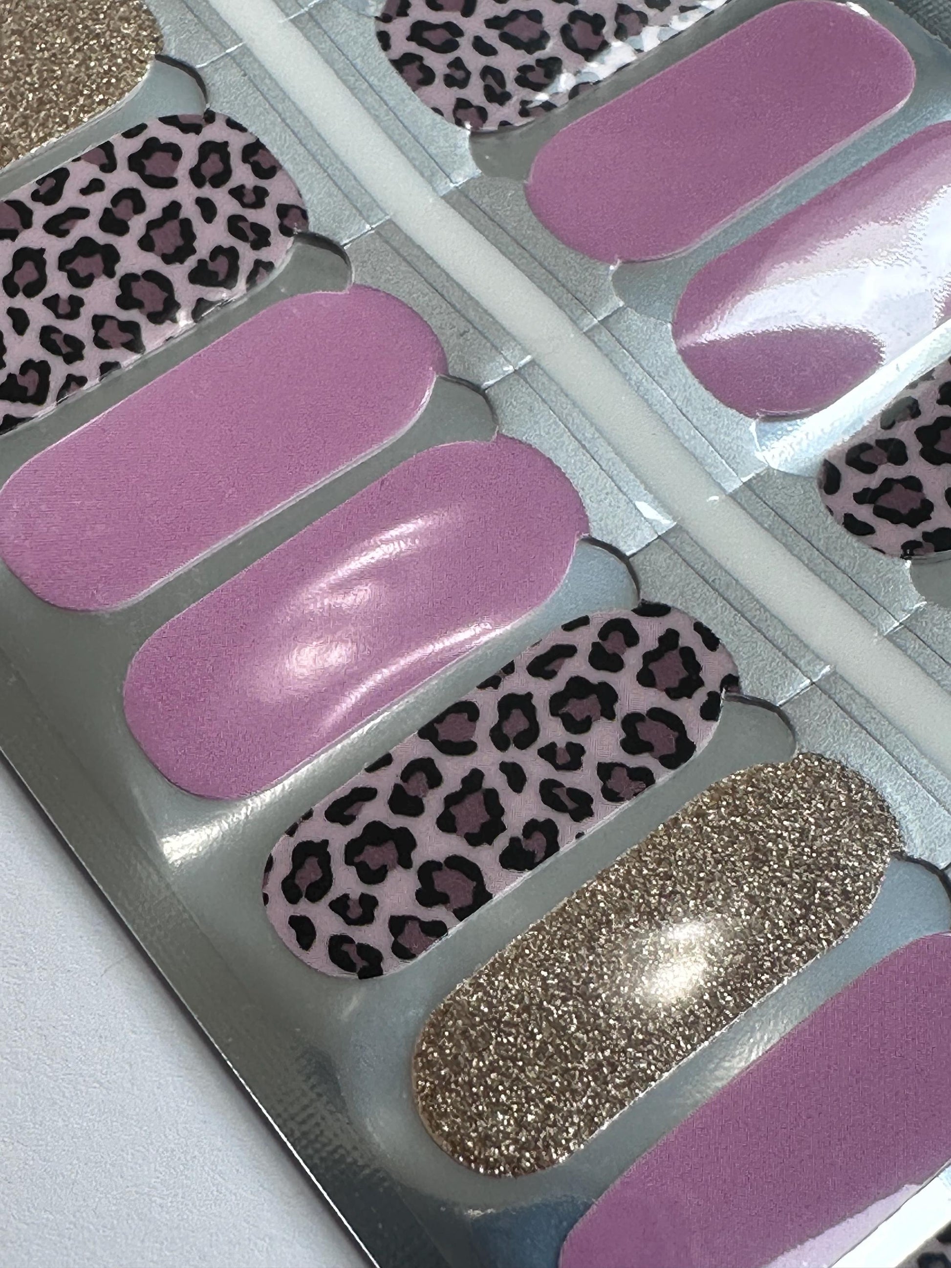 Nail Wraps - Nail Stickers - Leopard Print - Cheetah Print - Pink Glitter - Nail Decals - Nail Polish Wraps