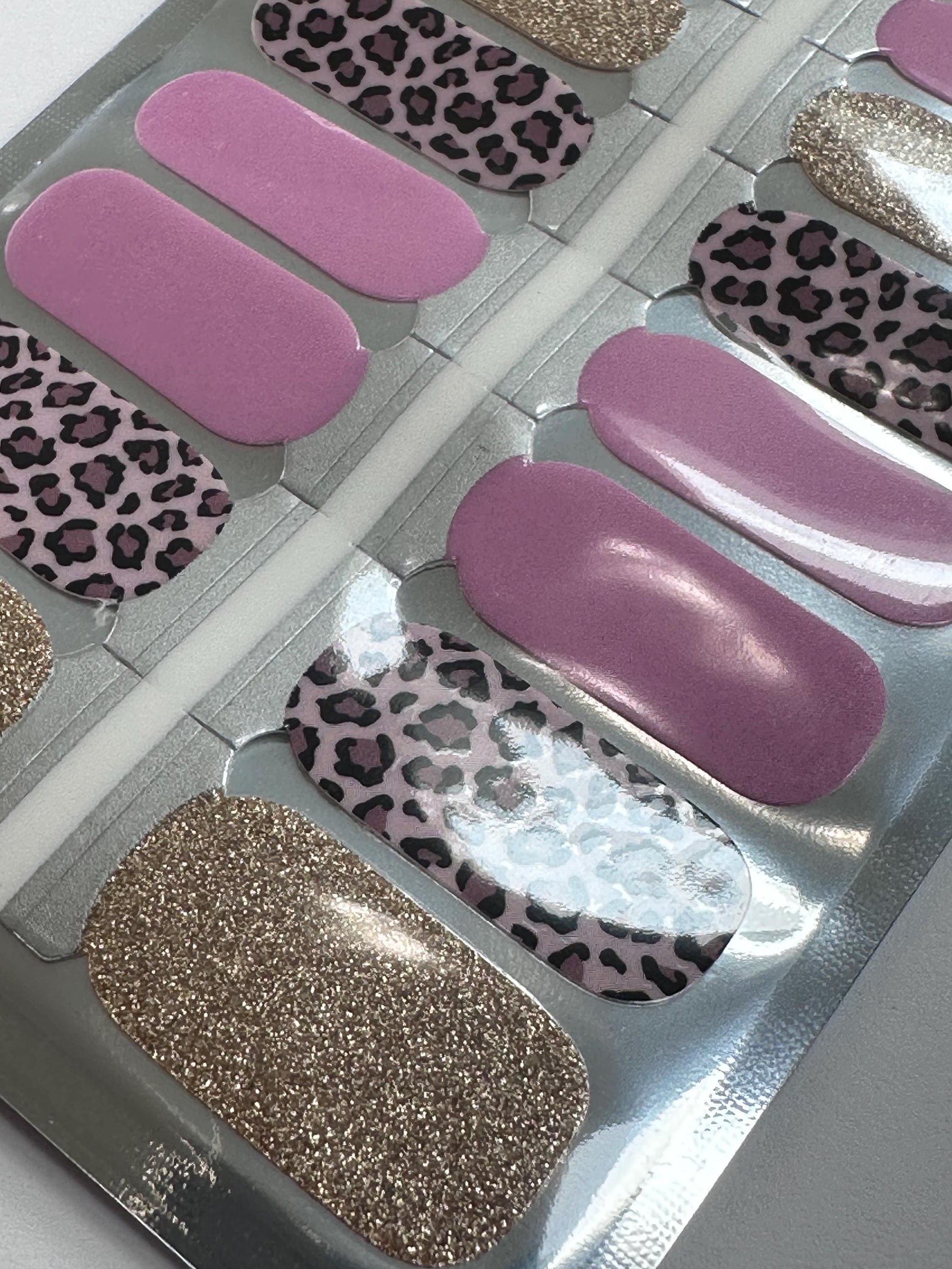 Nail Wraps - Nail Stickers - Leopard Print - Cheetah Print - Pink Glitter - Nail Decals - Nail Polish Wraps