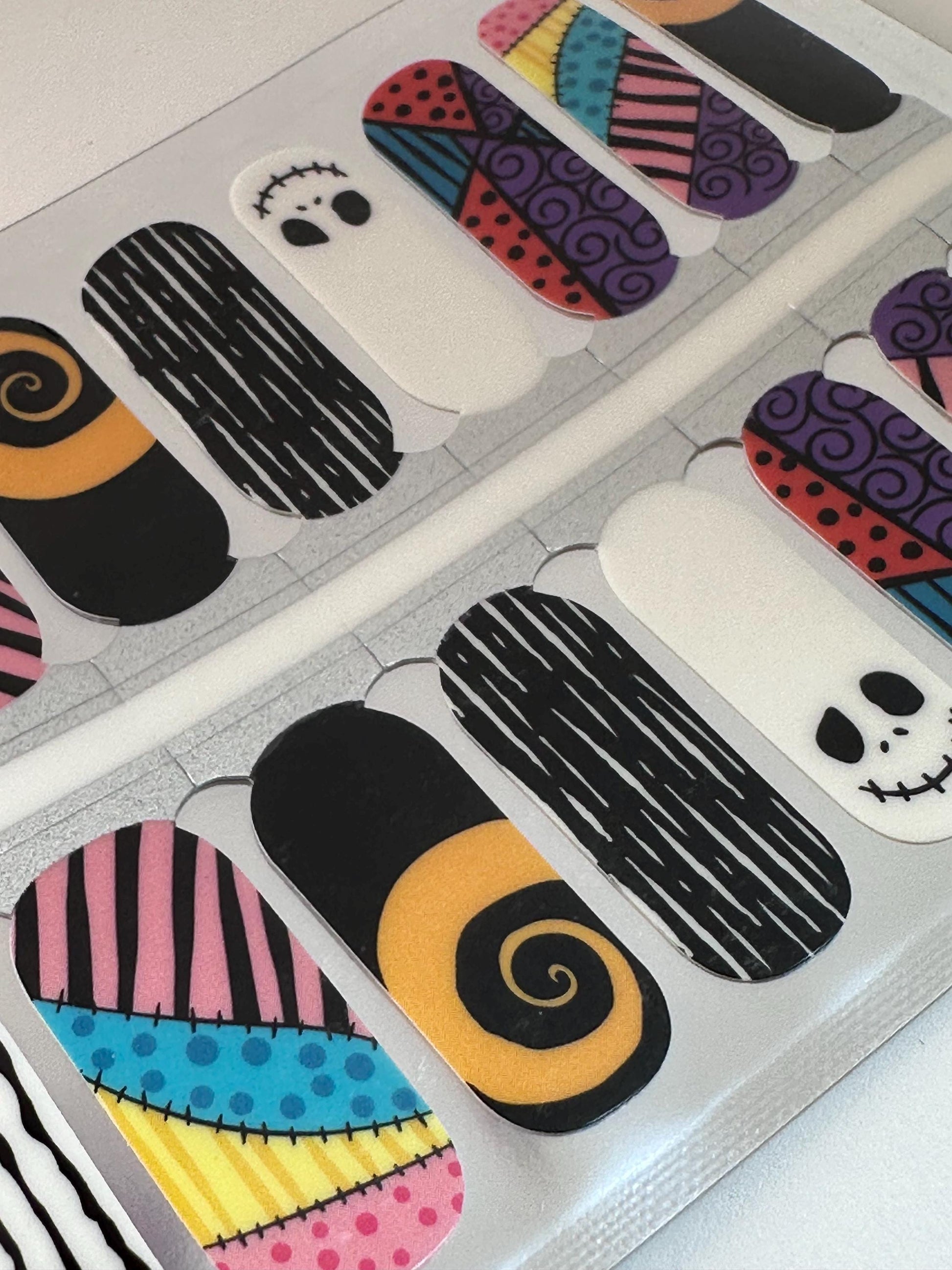 Nail Wraps - Nail Stickers - Nightmare Before Christmas - Spooky - Dry Nail Polish - Long Wear Nail Wraps - Nail Decals