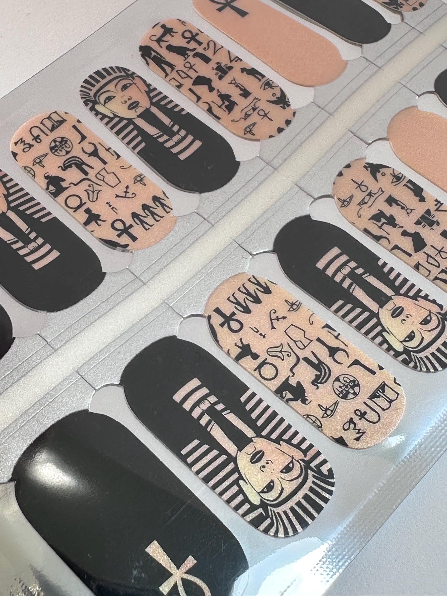 Pharaoh Nail Wraps - Egyptian Black and Gold - Dry Nail Polish - Long Wear Nail Wraps - Nail Strips