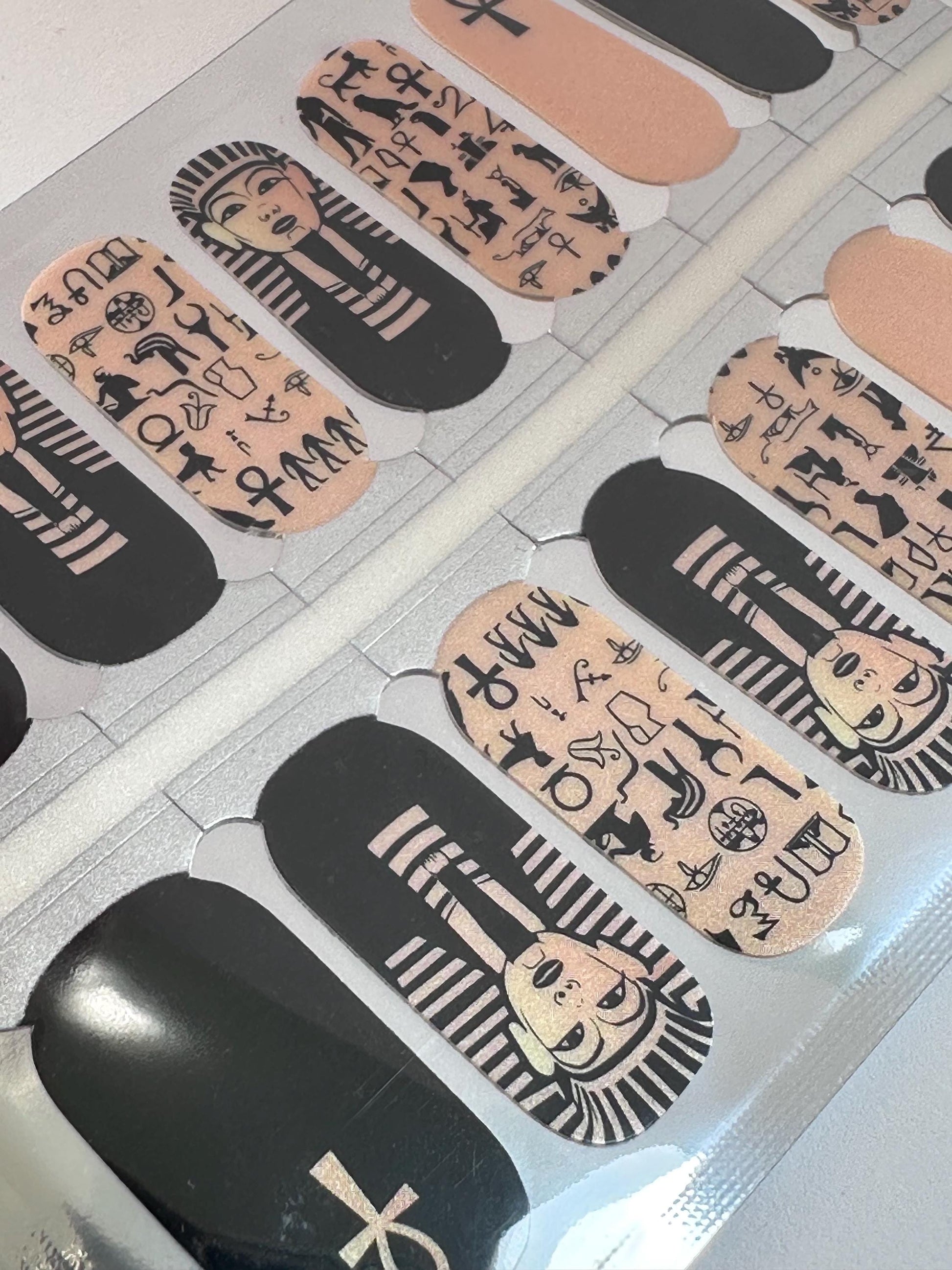 Pharaoh Nail Wraps - Egyptian Black and Gold - Dry Nail Polish - Long Wear Nail Wraps - Nail Strips