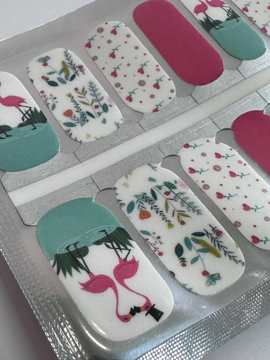 Flamingo LoveNail Wraps - 100% Nail Polish - Nail Stickers - Nail Decals - Tropical Flamingo Nail Wraps