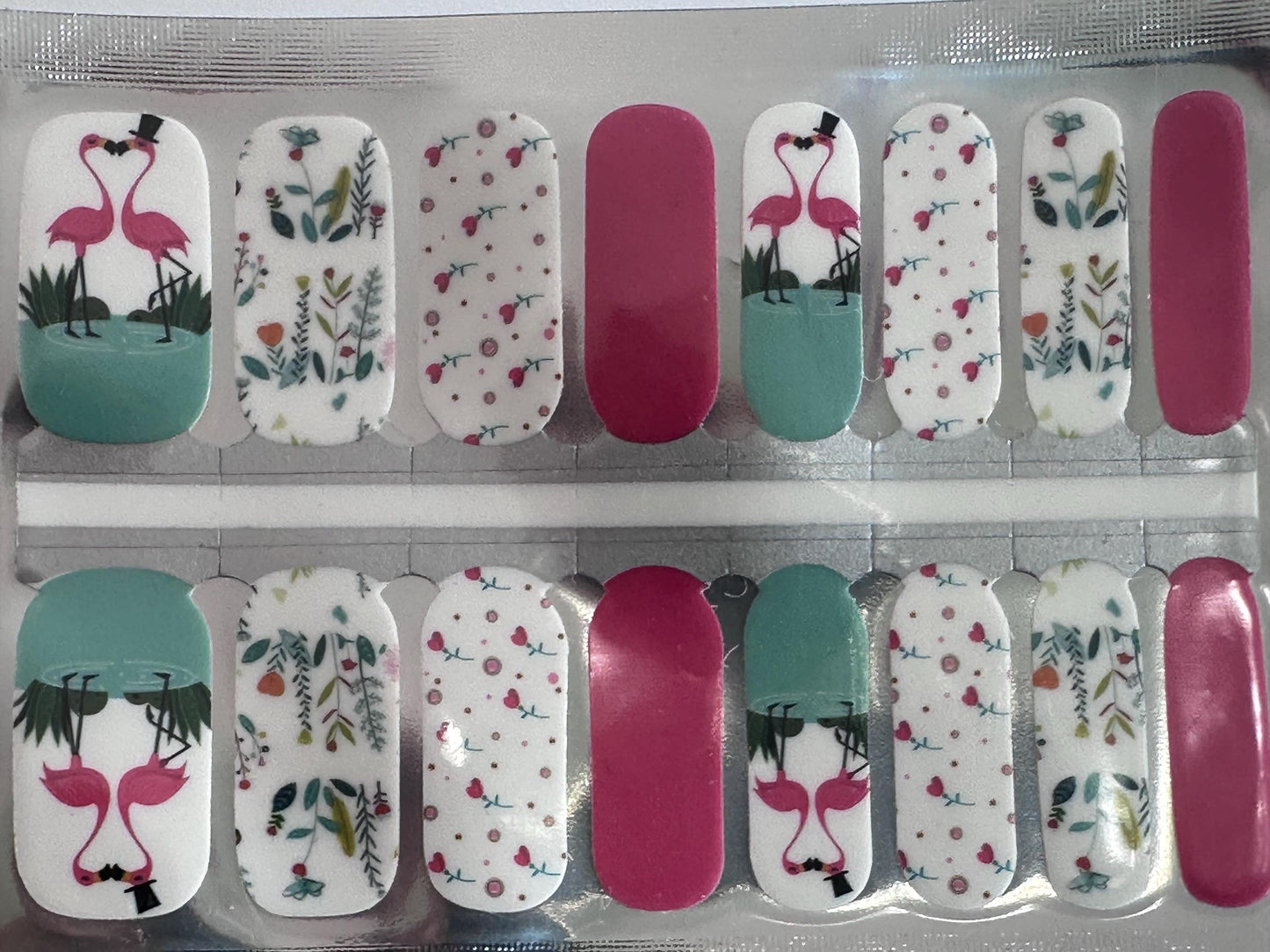 Flamingo LoveNail Wraps - 100% Nail Polish - Nail Stickers - Nail Decals - Tropical Flamingo Nail Wraps