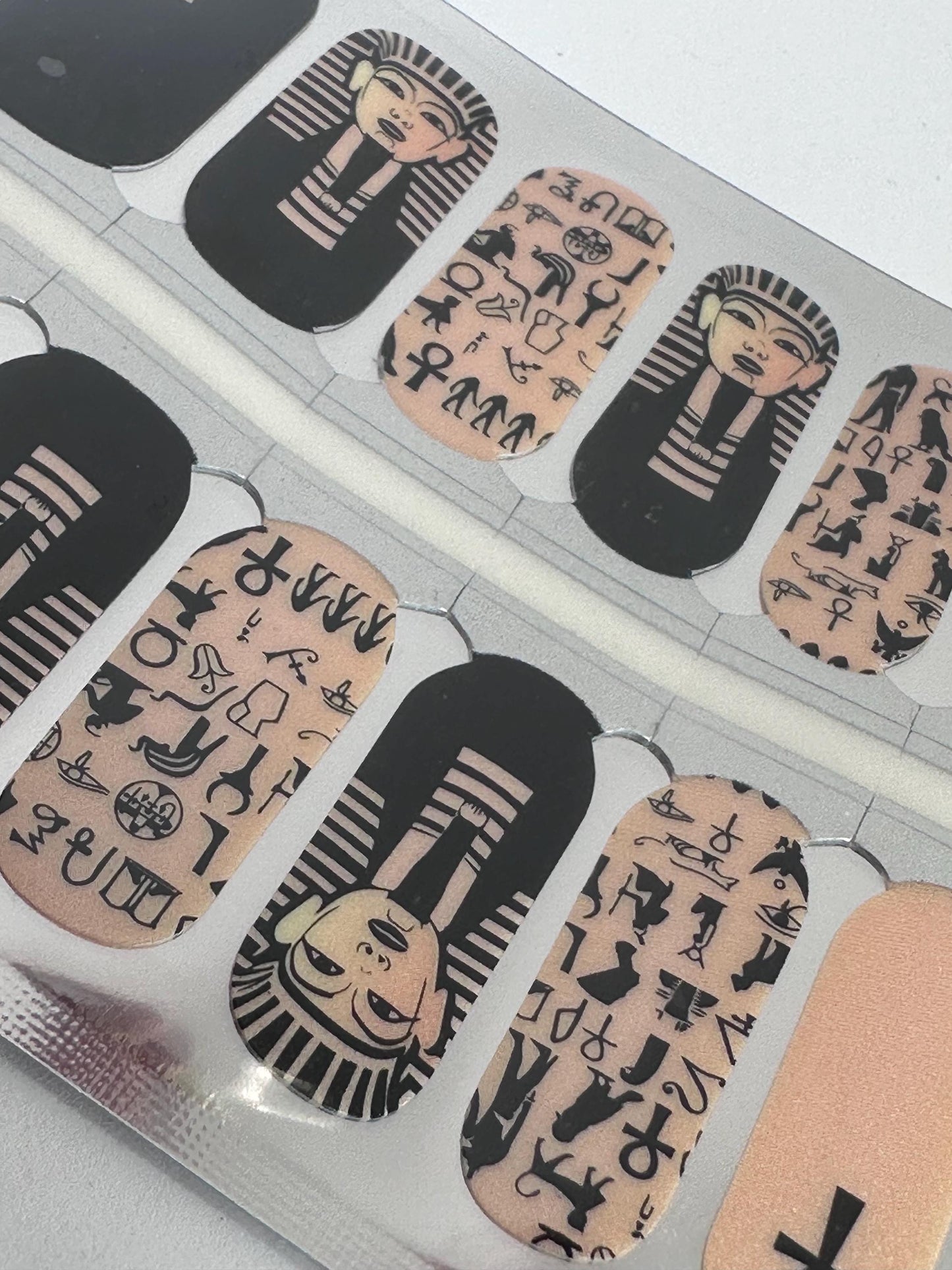 Pharaoh Nail Wraps - Egyptian Black and Gold - Dry Nail Polish - Long Wear Nail Wraps - Nail Strips